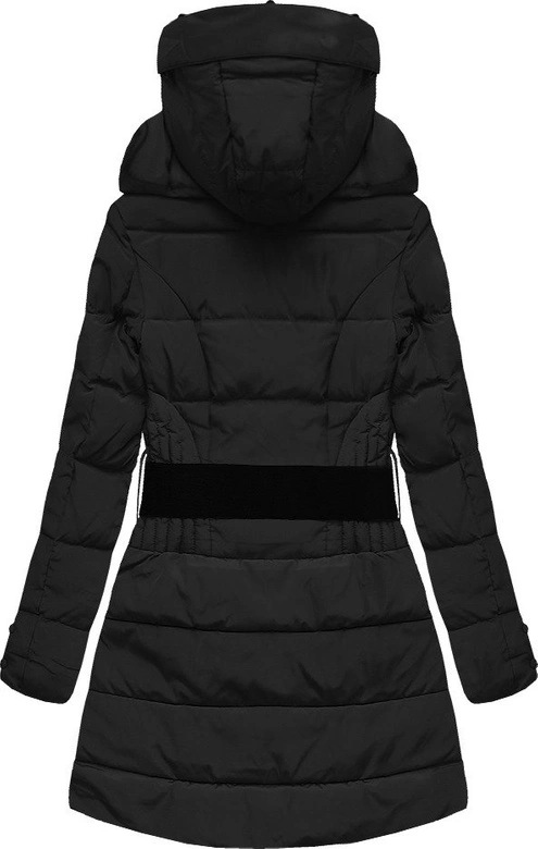 PIKOWANA KURTKA Z PUCHEM NATURALNYM CZARNA (X1212X)