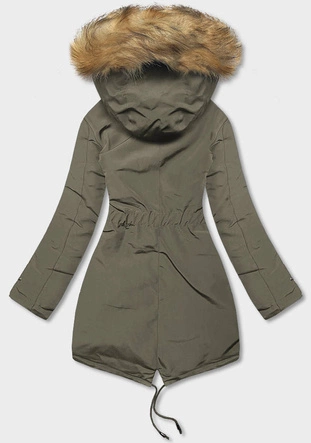 Dwustronna kurtka damska zimowa khaki-czarna (2M-21508)