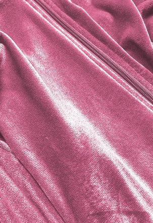 Welurowy dres damski różowy (81224)