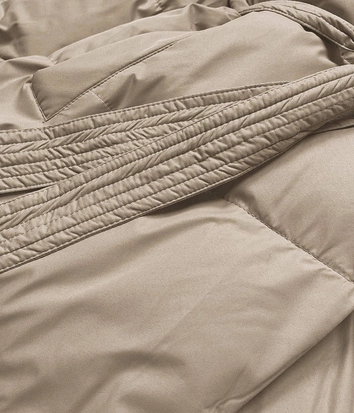 Zimowa kurtka damska kopertowa beżowa (5M737-62)