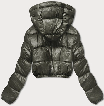 Krótka kurtka puchowa typu crop khaki (d2-3831-22)