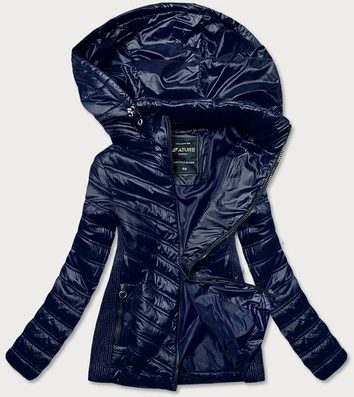 PIKOWANA DAMSKA KURTKA Z KAPTUREM GRANATOWA (6373)