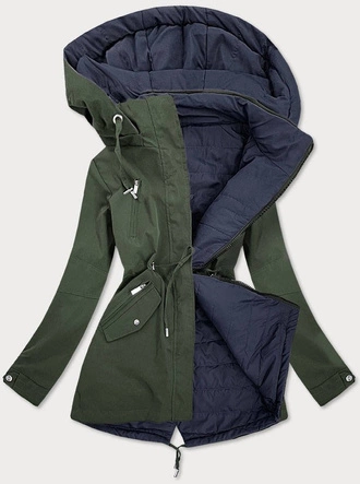 DWUSTRONNA KURTKA DAMSKA KHAKI-GRANATOWA (W505)
