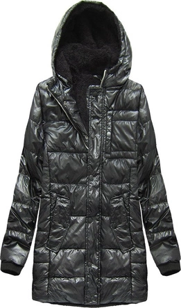 BŁYSZCZĄCA KURTKA ZIMOWA NA MISIU CZARNA (51034)