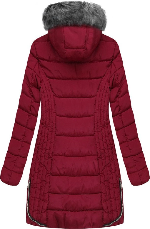 PIKOWANA DAMSKA KURTKA ZIMOWA Z KAPTUREM BORDOWA (B2632-30)