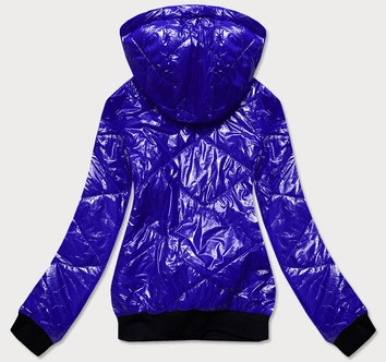 DWUSTRONNA BŁYSZCZĄCA KURTKA DAMSKA CHABROWA (B9778-2)