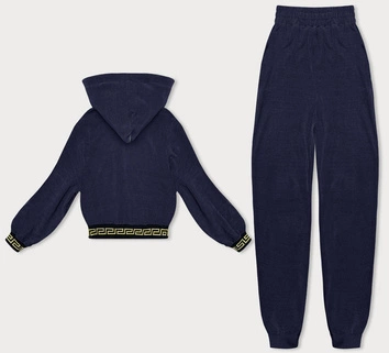 Komplet dresowy w prążki z ozdobnymi ściągaczami granatowy (AMG-345A)