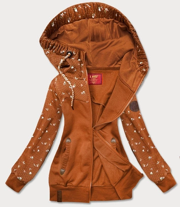 Bluza damska z kwiatuszkami karmelowa (amg828)