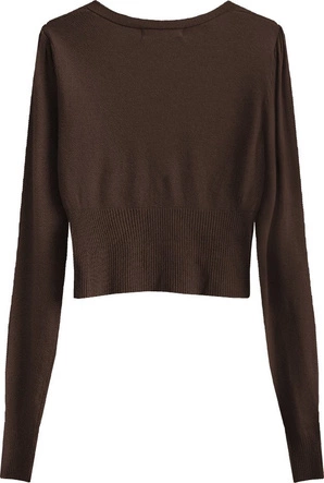 KRÓTKI SWETEREK Z TIULOWYMI OZDOBAMI BRĄZOWY (1516)