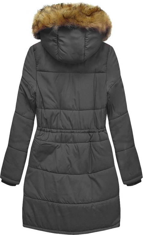 PIKOWANA DAMSKA KURTKA ZIMOWA Z KAPTUREM SZARA (B2627)