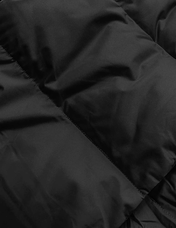 Zimowa kurtka damska z kołnierzem czarna (23062-392)