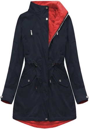 DWUSTRONNA PARKA Z KAPTUREM GRANATOWO-CZERWONA (W0232)