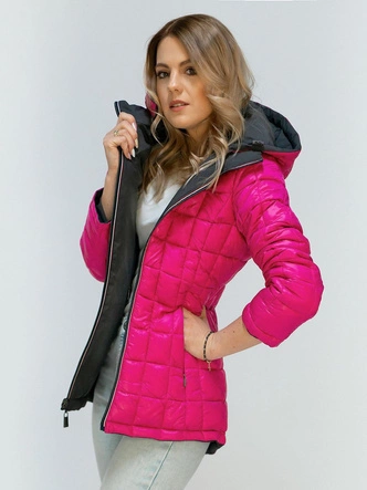 Dwustronna kurtka przejściowa szaro-amarantowa (7699)