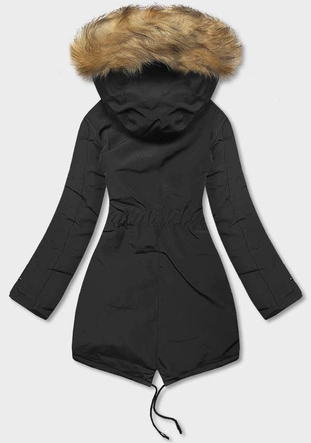 DWUSTRONNA KURTKA DAMSKA ZIMOWA CZARNA-KARMEL (2M-21508)