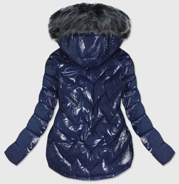 PIKOWANA DAMSKA KURTKA ZIMOWA GRANATOWA (B9540)