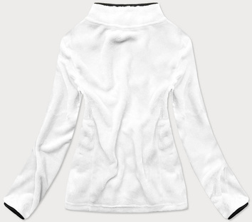 Pluszowa damska bluza ze stójką biało-czarna (hh002-45-1)
