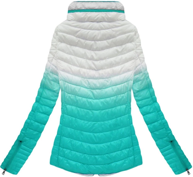 PIKOWANA KURTKA OMBRE BIAŁO-MIĘTOWA (XR7112X)