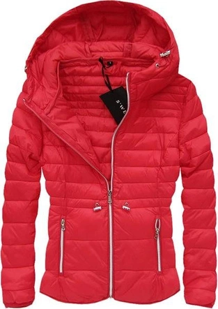 PIKOWANA KURTKA Z KAPTUREM CZERWONA (B2273)