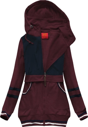 BLUZA Z ŁĄCZONYCH MATERIAŁÓW GRANATOWO-BORDOWA (425)
