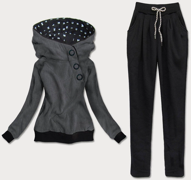 DRES DAMSKI Z KAPTUREM SZARY (AMG570A)