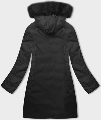 Zimowa dwustronna kurtka damska z kapturem cappuccino-czarny (B8202-1021)