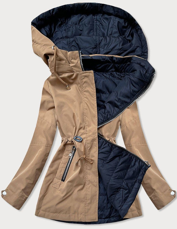 KURTKA DAMSKA TYPU PARKA 2W1 BEŻ-GRANAT (BH2015)