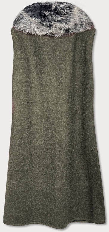Długa kamizelka z futrem khaki (f51010-4)