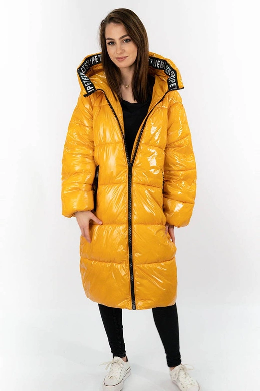DAMSKA BŁYSZCZĄCA KURTKA ZIMOWA ŻÓŁTA (631ART)