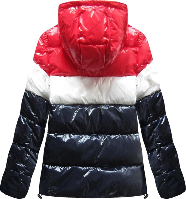 KRÓTKA LAKIEROWANA KURTKA DAMSKA GRANATOWA (7691)