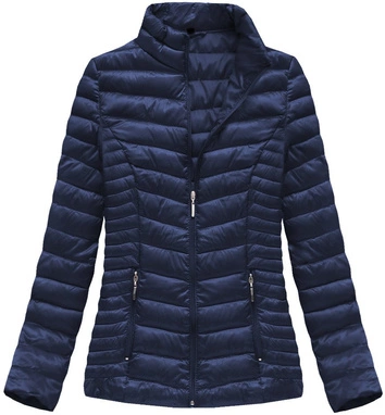 BŁYSZCZĄCA KURTKA ZE STÓJKĄ GRANATOWA (B2601)