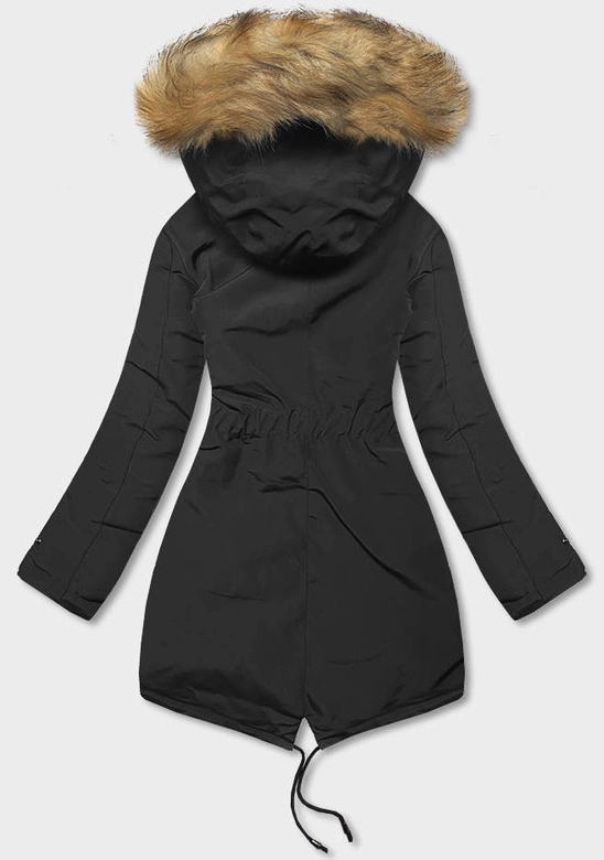DWUSTRONNA KURTKA DAMSKA ZIMOWA CZARNA-KARMEL (2M-21508)