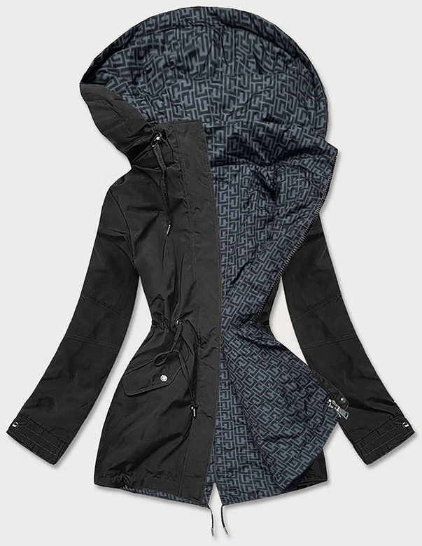 DWUSTRONNA KURTKA PARKA DAMSKA CZARNO-SZARA (XW581BIGX)