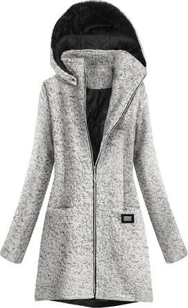 KRÓTKI DAMSKI PŁASZCZ Z KAPTUREM ECRU (516ART)