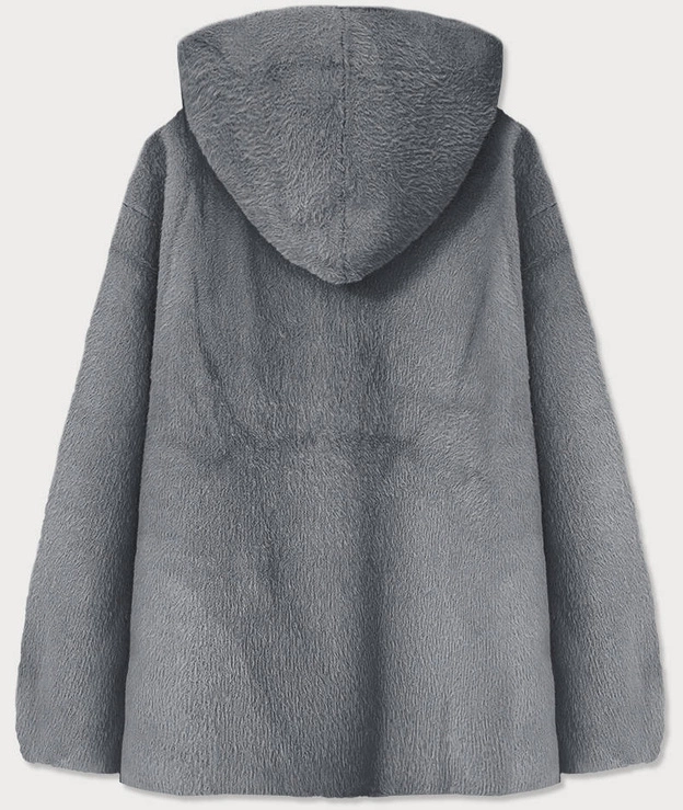 NARZUTKA KURTKA Z KAPTUREM A'LA ALPAKA SZARA (B3009)
