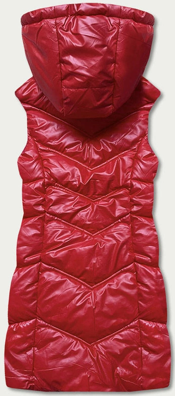 Błyszcząca kamizelka z kapturem czerwona (b8025-4)