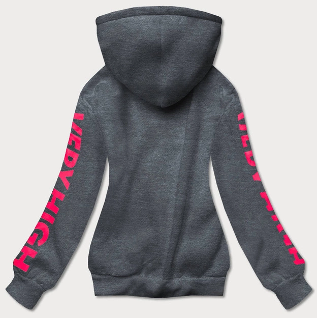 Bluza dresowa damska z nadrukiem ciemnoszara (26012)