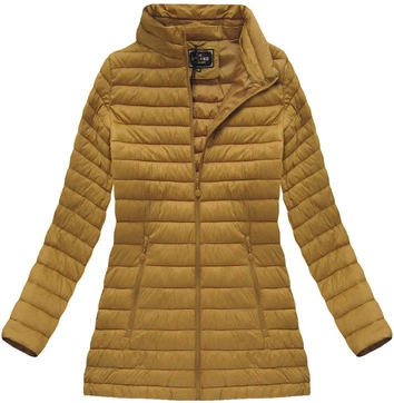 PIKOWANA KURTKA Z KAPTUREM MUSZTARDOWA (7473-PLUS)