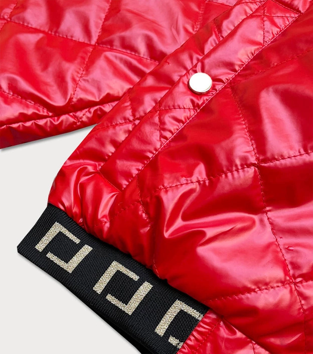Błyszcząca kurtka damska bomberka czerwona (b9798-4)