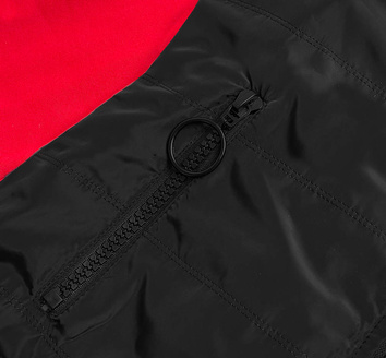 DAMSKI DRES Z ŁĄCZONYCH MATERIAŁÓW CZARNO-CZERWONY  (AMG683/1)