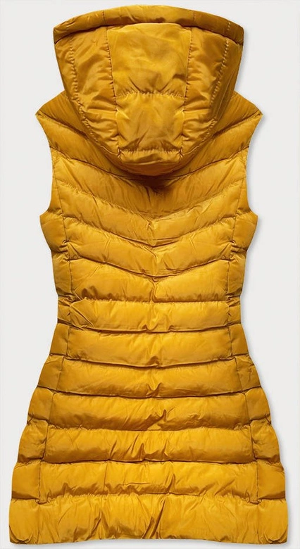 KAMIZELKA DAMSKA Z PUCHEM NATURALNYM ŻÓŁTA (6811)