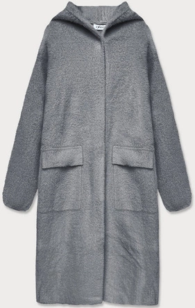 Narzutka z kapturem a'la wełna szara (b3006)