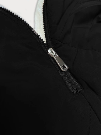 Pikowana kurtka zimowa na futrze Way Mode czarny-beż (WD202308)