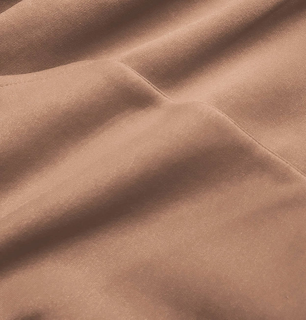 DŁUGA BAWEŁNIANA BLUZA DAMSKA Z KAPTUREM KARMELOWA (749ART)