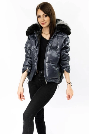 DWUSTRONNA KURTKA DAMSKA GRAFITOWA (B9555)