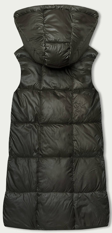 Prosta kamizelka damska z kapturem khaki (YP-22072-6)
