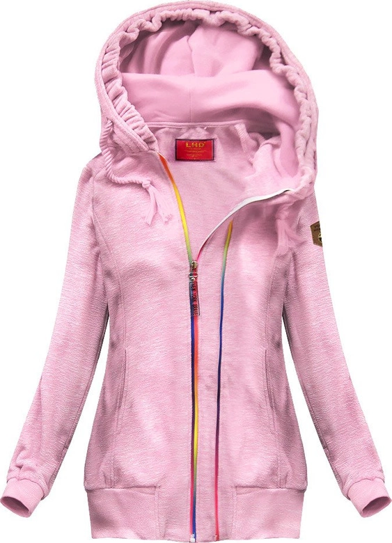 BLUZA Z KOLOROWYM SUWAKIEM JASNORÓŻOWA (391)