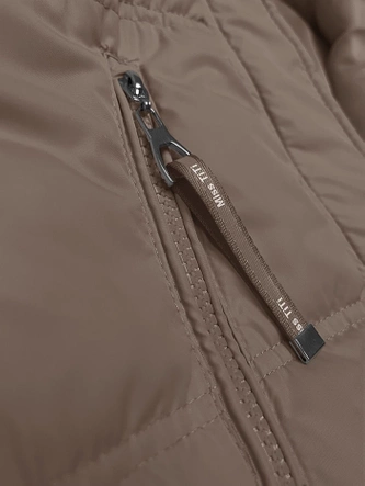 Luźny bezrękawnik damski z kapturem beżowy (2655)