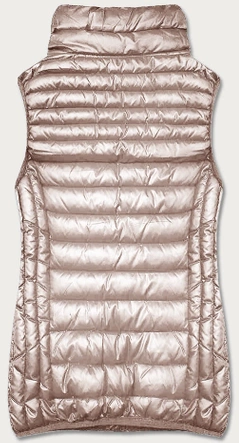 Damska kamizelka ze stójką beżowa (B8233-51)