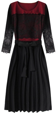 SUKIENKA Z KORONKĄ CZARNO-BORDOWA (205ART)