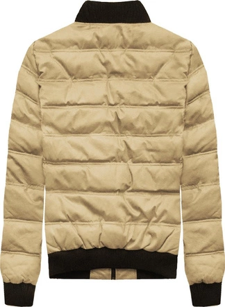 PIKOWANA KURTKA BOMBER BEŻOWA (069LJ)